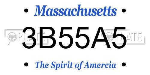 3B55A5 Massachusetts License Plate