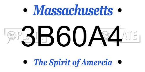 3B60A4 Massachusetts License Plate