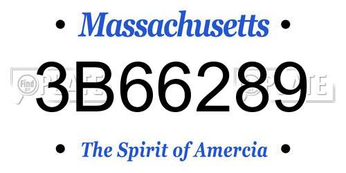 3B66289 Massachusetts License Plate