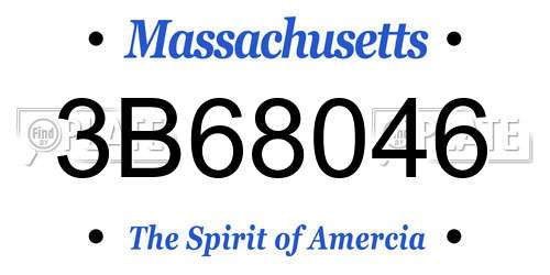 3B68046 Massachusetts License Plate