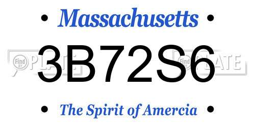 3B72S6 Massachusetts License Plate
