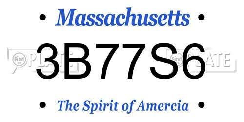 3B77S6 Massachusetts License Plate
