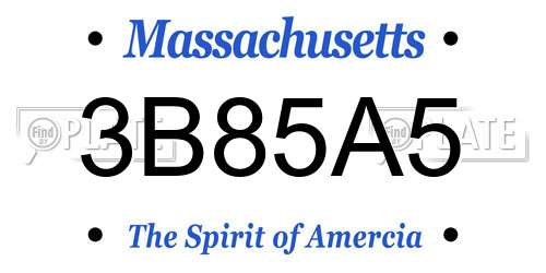3B85A5 Massachusetts License Plate