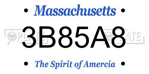 3B85A8 Massachusetts License Plate