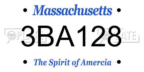 3BA128 Massachusetts License Plate