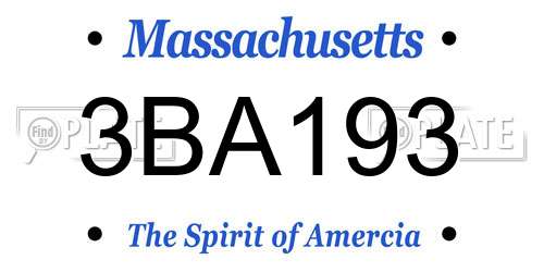 3BA193 Massachusetts License Plate