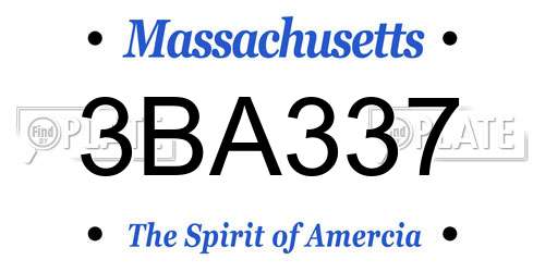 3BA337 Massachusetts License Plate