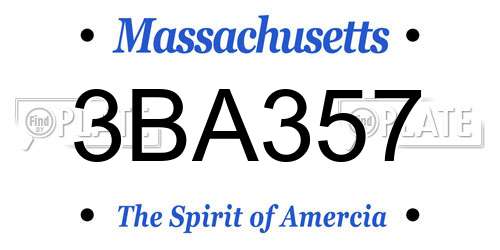 3BA357 Massachusetts License Plate