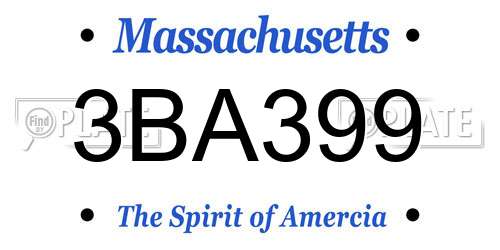 3BA399 Massachusetts License Plate