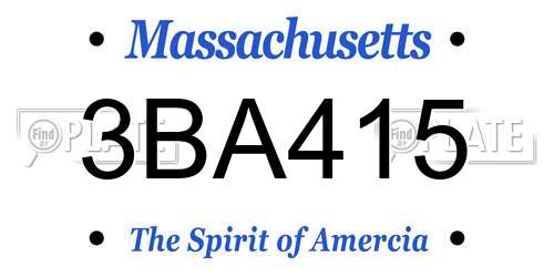 3BA415 Massachusetts License Plate