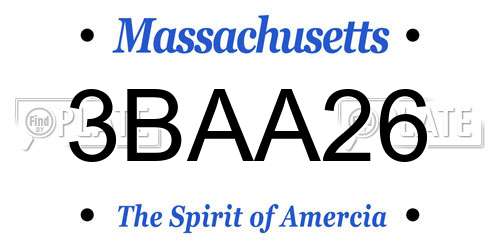 3BAA26 Massachusetts License Plate