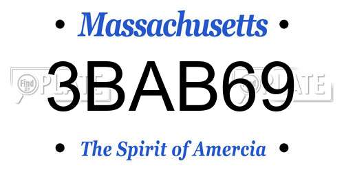 3BAB69 Massachusetts License Plate