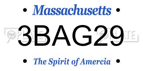 3BAG29 Massachusetts License Plate