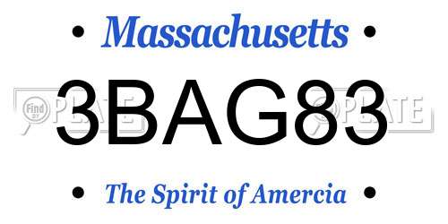 3BAG83 Massachusetts License Plate