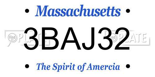 3BAJ32 Massachusetts License Plate