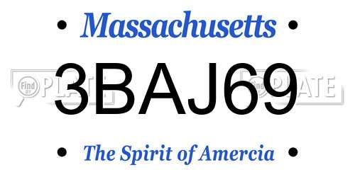 3BAJ69 Massachusetts License Plate