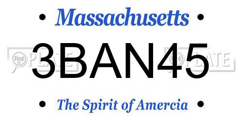 3BAN45 Massachusetts License Plate
