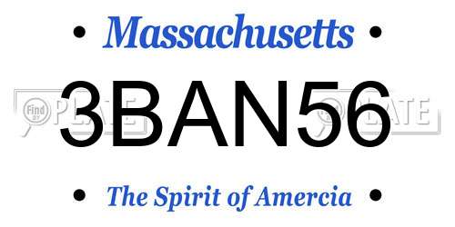 3BAN56 Massachusetts License Plate