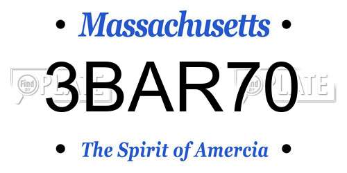 3BAR70 Massachusetts License Plate