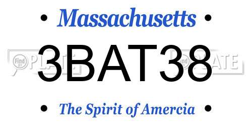 3BAT38 Massachusetts License Plate