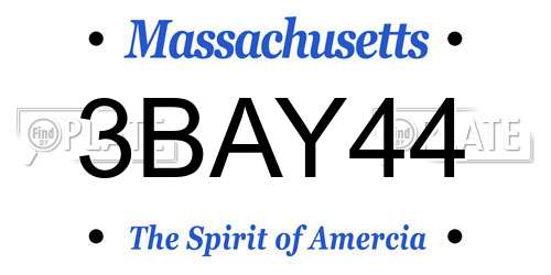 3BAY44 Massachusetts License Plate