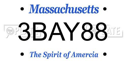 3BAY88 Massachusetts License Plate