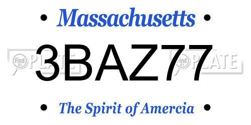 3BAZ77 Massachusetts License Plate