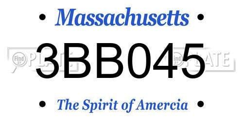 3BB045 Massachusetts License Plate