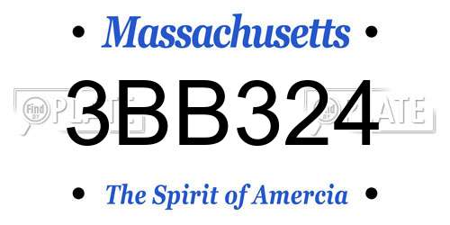 3BB324 Massachusetts License Plate