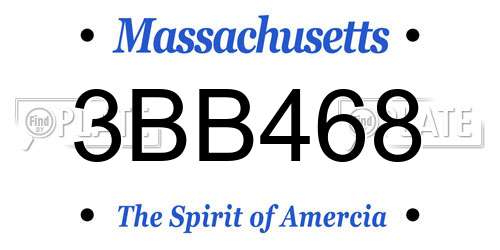 3BB468 Massachusetts License Plate