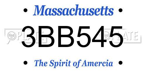 3BB545 Massachusetts License Plate