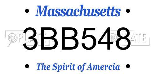 3BB548 Massachusetts License Plate