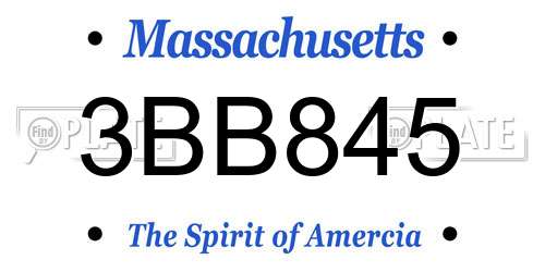 3BB845 Massachusetts License Plate