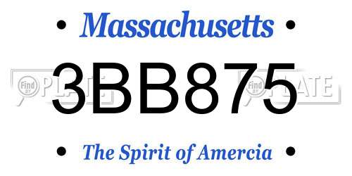 3BB875 Massachusetts License Plate