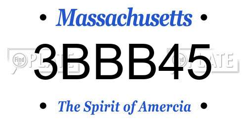 3BBB45 Massachusetts License Plate