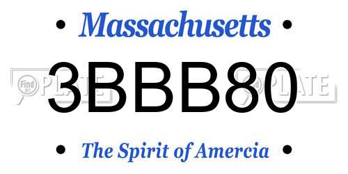 3BBB80 Massachusetts License Plate