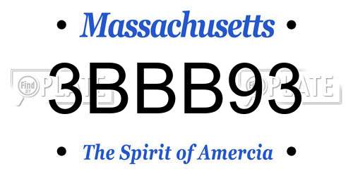 3BBB93 Massachusetts License Plate