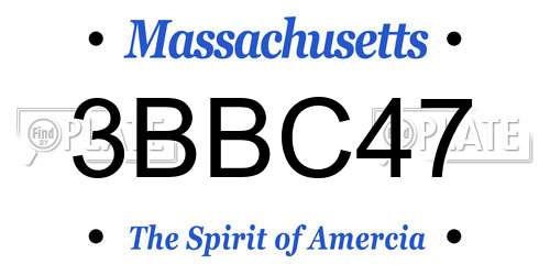 3BBC47 Massachusetts License Plate