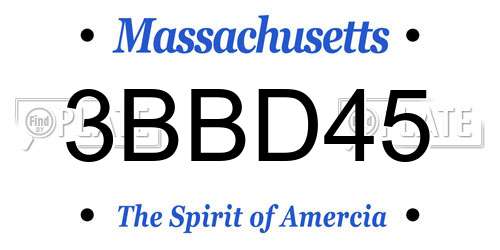 3BBD45 Massachusetts License Plate