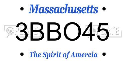 3BBO45 Massachusetts License Plate