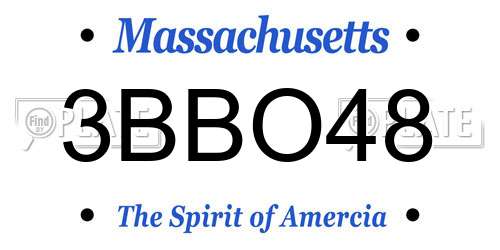 3BBO48 Massachusetts License Plate