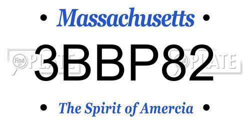 3BBP82 Massachusetts License Plate