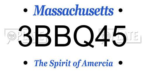 3BBQ45 Massachusetts License Plate