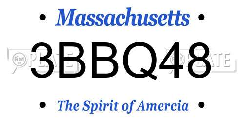 3BBQ48 Massachusetts License Plate