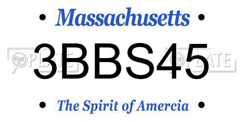 3BBS45 Massachusetts License Plate