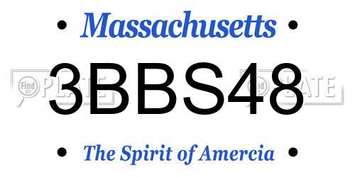 3BBS48 Massachusetts License Plate