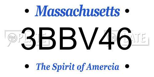 3BBV46 Massachusetts License Plate