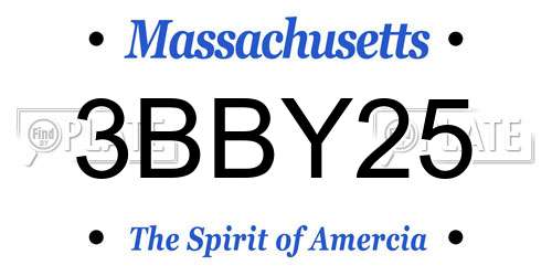 3BBY25 Massachusetts License Plate