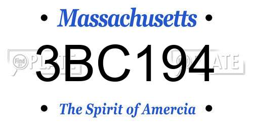 3BC194 Massachusetts License Plate