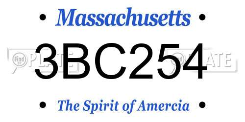 3BC254 Massachusetts License Plate